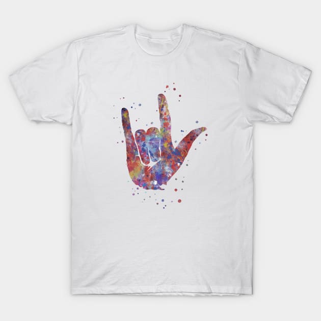 Symbol love, ASL sign language T-Shirt by RosaliArt